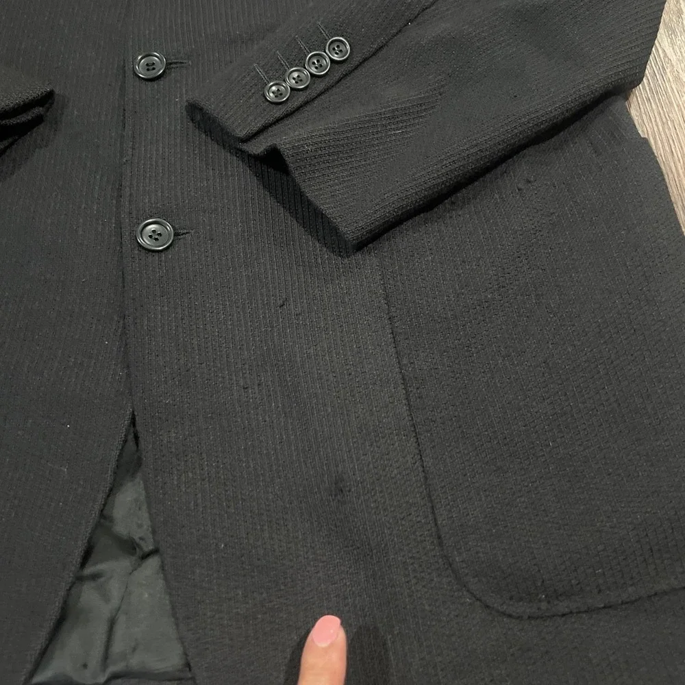 Canali Proposta Sport Coat Blazer Jacket 56L EU Waffle Knit Pure Wool In Black